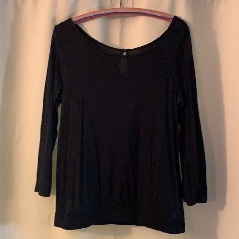 American Eagle L black 3/4 sleeve viscose blouse